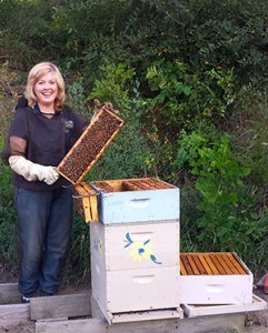 Bee Queen Becky in her Beekeepers Gear